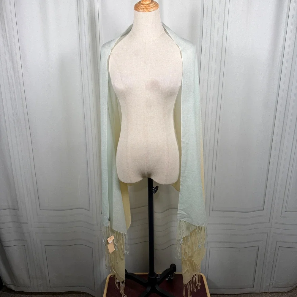 Riccini Collection Pastel Mint Ombre Pashmina Shawl Scarf‎ Fringe Wide Wrap Long